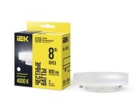Лампа светодиодная 8Вт T75 таблетка 4000К нейтр. бел. GX53 230В IEK LLE-T80-8-230-40-GX53