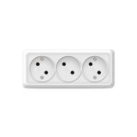 Розетка 3-м ОП Олимп 16А IP20 без заземл. бел. UNIVersal 1160