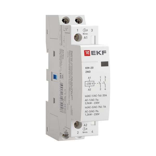 Контактор модульный КМ 20А 2NО (1 мод.) EKF km-1-20-20
