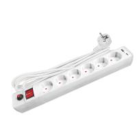 Удлинитель с сетевым фильтром 6х5м с заземл. 10А IP20 2.2кВт USB type-A + type-C ПВС 3х0.75 с выкл. бел. UNIVersal 2545