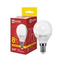 Лампа светодиодная LED-ШАР-VC 8Вт шар 3000К тепл. бел. E14 760лм 230В IN HOME 4690612020549
