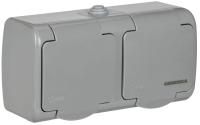 Розетка 2-м ОП AQUATIC РСш22-2-А 16А IP54 с заземл. с крышкой GENERICA ERA22-K03-16-54