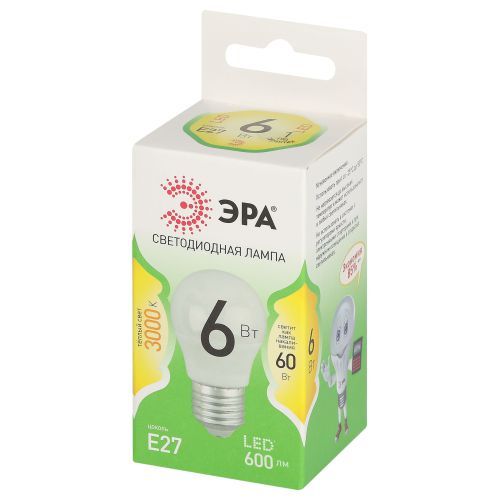 Лампа светодиодная GREEN LINE P45-6W-830-E27 GL 6Вт шар 3000К свет тепл. E27 Эра Б0067053