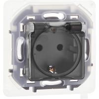 Розетка 1-м СП Inspiria 16А IP44 250В 2P+E защ. шторки с крышкой немецк. стандарт механизм алюм. IEK 673742