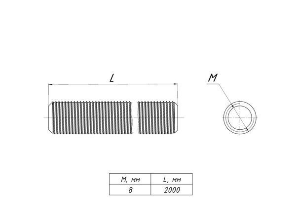 Шпилька M8 L2000 EKF shpm8x2000
