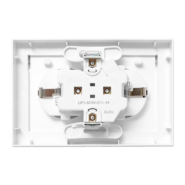Розетка 2-м СП Эпика 16А IP44 с заземл. защ. шторки с рамкой с крышками механизм бел. EKF UP1-SOW-211-44