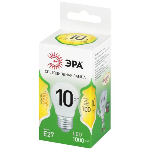 Лампа светодиодная GREEN LINE P45-10W-830-E27 GL 10Вт шар 3000К свет тепл. E27 Эра Б0066977