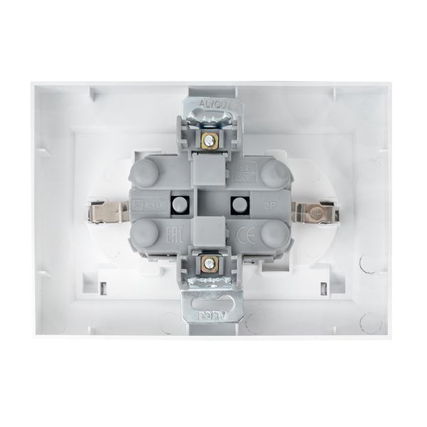 Розетка 2-м СП Минск 16А IP44 с заземл. защ. шторки с крышкой бел. EKF ERR16-129-200-44