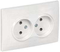 Розетка 2-м СП Кварта 10А IP20 без заземл. без защ. шторок бел. GENERICA ERK23-K01-10-DM