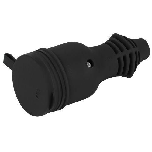 Розетка RX11-B-IP44 16А IP44 прямая с заземл. каучук черн. ЭРА Б0069325
