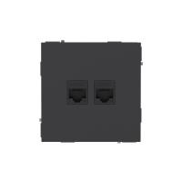 Розетка компьютерная 2-м KANT RJ45 кат.6A без шторки черн. уголь DKC 7012674