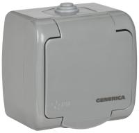 Розетка 1-м ОП AQUATIC РСш12-2-А 16А IP54 с заземл. с крышкой GENERICA ERA12-K03-16-54