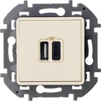 Устройство зарядное Inspiria с 2-мя USB разьемами A и C 240В/5В 3000мА сл. кость IEK 673761