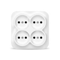Розетка 4-м ОП 10А IP20 квадрат. без заземл. бел. IONICH 1448