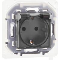 Розетка 1-м СП Inspiria 16А IP44 250В 2P+E защ. шторки с крышкой немецк. стандарт механизм алюм. IEK 673742