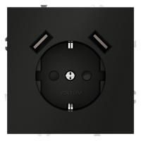 Розетка 1-м СП S70 16А с USB A+A с заземл. защ. шторки механизм черн. матов. Voltum VLS040408