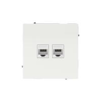 Розетка компьютерная 2-м KANT RJ45 кат.6A без шторки бел. магнолия DKC 7000674