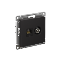 Розетка компьютерная + телевизионная 2-м СП AtlasDesign RJ45 кат.5E + TV механизм карбон SE ATN001089