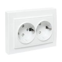 Розетка 2-м СП Минск 16А IP20 с заземл. защ. шторки бел. Basic EKF ERR16-128-100