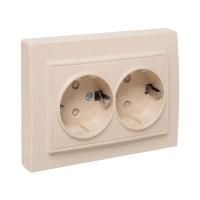 Розетка 2-м СП Минск 16А IP20 с заземл. защ. шторки бел. Basic EKF ERR16-128-100