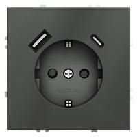 Розетка 1-м СП S70 16А с USB A+С с заземл. защ. шторки механизм титан Voltum VLS040506