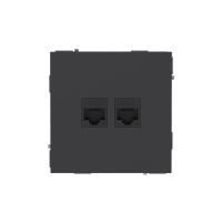 Розетка компьютерная 2-м KANT RJ45 кат.5E без шторки черн. уголь DKC 7012664