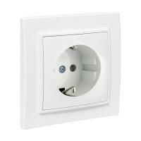 Розетка 1-м СП Минск 16А IP20 с заземл. защ. шторки бел. Basic EKF ERR16-028-100