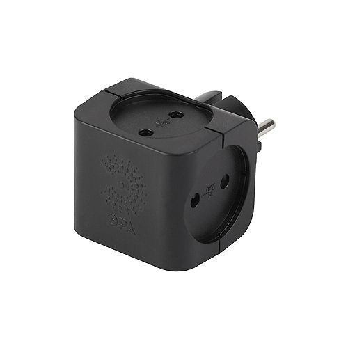 Разветвитель 4-м без заземл. 16А IP20 SP-4-B черн. Эра Б0008207