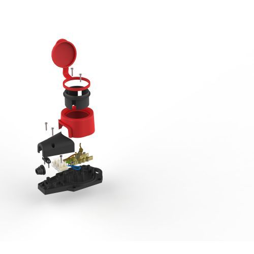 Колодка 1-м с заземл. 16A IP44 KX-1e-RED-IP44 каучук. красн. Эра Б0068412