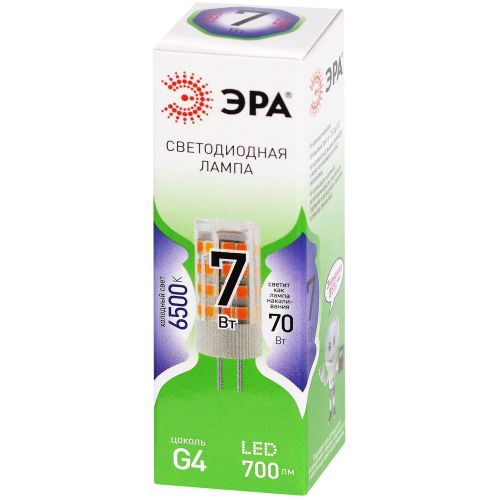 Лампа светодиодная GREEN LINE LED G4-JC-7W-865-12V GL G4 7Вт капсула 6500К холод. бел. Эра Б0067194
