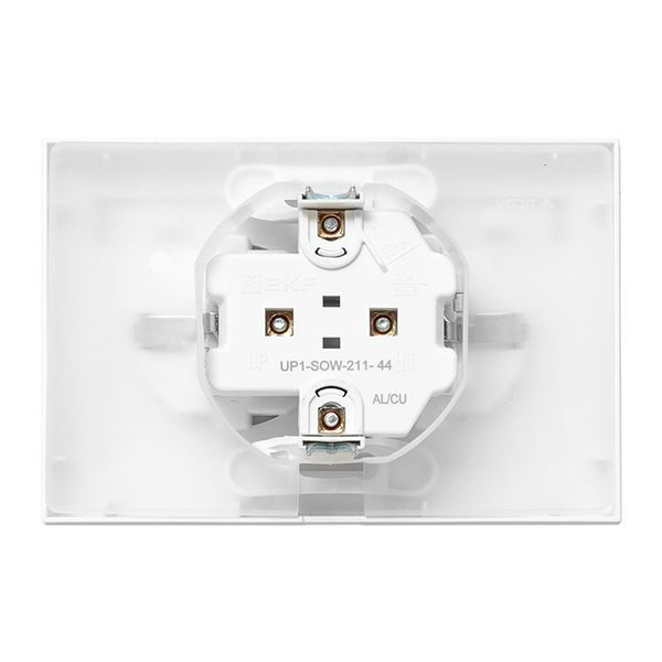 Розетка 2-м СП Эпика 16А IP44 с заземл. защ. шторки с рамкой с крышками механизм бел. EKF UP1-SOW-211-44