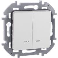 Выключатель 2-кл. Inspiria 10А IP20 250В 10AX с подсветкой/индикацией механизм бел. IEK 673630