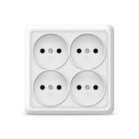 Розетка 4-м ОП Олимп 16А IP20 квадрат. без заземл. бел. UNIVersal 1164