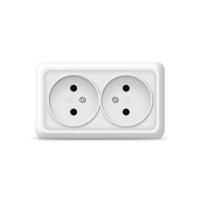 Розетка 2-м ОП Олимп 16А IP20 без заземл. бел. UNIVersal О0102