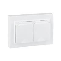 Розетка 2-м СП Минск 16А IP44 с заземл. защ. шторки с крышкой бел. EKF ERR16-129-200-44