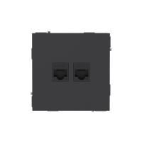 Розетка компьютерная 2-м KANT RJ45 кат.6A без шторки черн. уголь DKC 7012674