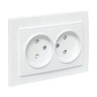 Розетка 2-м СП Минск 10А IP20 без заземл. защ. шторки бел. Basic EKF ERR10-102-100