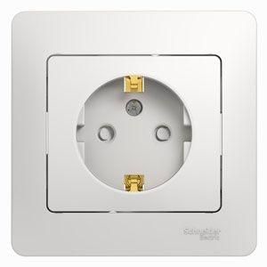 Розетка 1-м СП Glossa 16А IP20 с заземл. защ. шторки в сборе бел. SE GSL000144