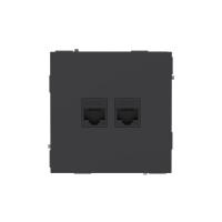 Розетка компьютерная 2-м KANT RJ45 кат.5E без шторки черн. уголь DKC 7012664