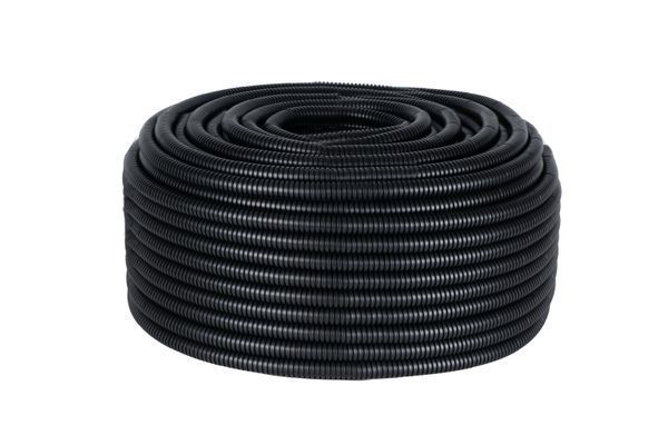 Труба гофрированная ПВХ d20мм с протяжкой черн. (уп.100м) Plast EKF tg-z-20-100-black
