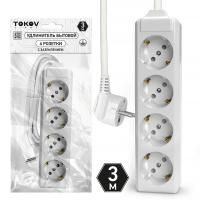 Удлинитель 4х3м с заземл. 10А 3х1.5 TOKOV ELECTRIC TKL-C01-BU4-3-1.5-Z