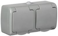Розетка 2-м ОП AQUATIC РСш22-2-А 16А IP54 с заземл. с крышкой GENERICA ERA22-K03-16-54