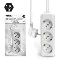 Удлинитель 3х1.5м с заземл. 10А 3х1.5 TOKOV ELECTRIC TKL-C01-BU3-1.5-1.5-Z