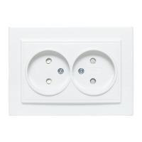 Розетка 2-м СП Минск 10А IP20 без заземл. защ. шторки бел. Basic EKF ERR10-102-100