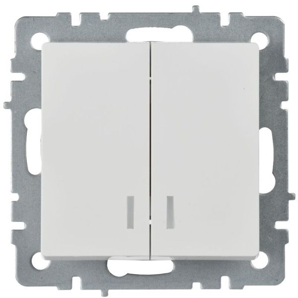 Выключатель 2-кл. СП BRITE ВС10-2-1-БрБ 10А с индик. механизм бел. IEK BR-V20-1-10-K01