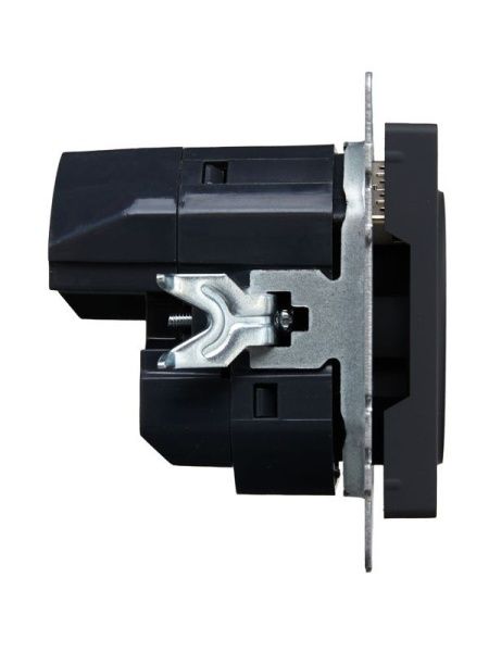 Розетка BRITE РЮш10-1-БрГ 16А с USB A+A 2.1А с заземл. защ. шторки механизм графит IEK BR-R14-16-U21-D21-K53