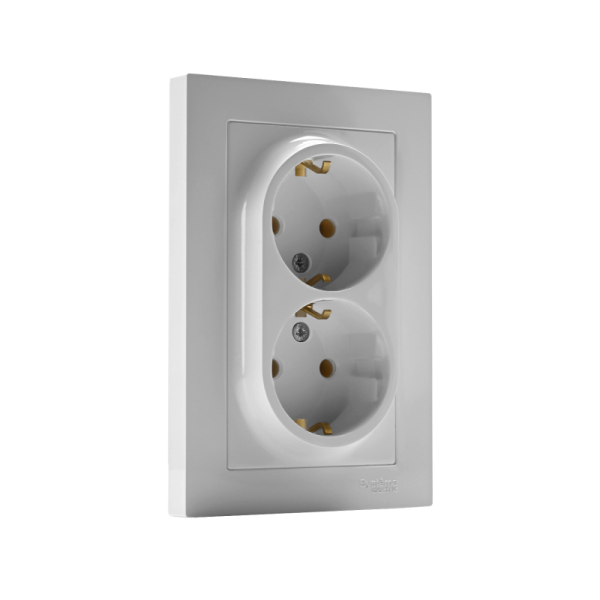 Розетка 2-м СП AtlasDesign 16А IP20 с заземл. в сборе бел. SE ATN000124