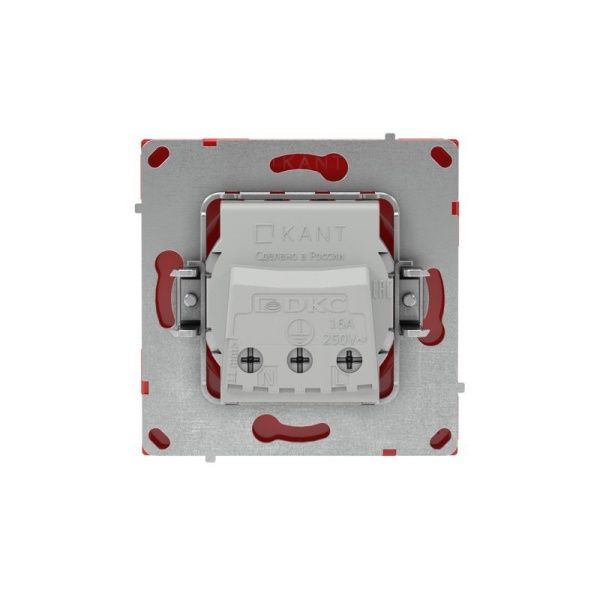 Розетка силовая KANT 2P+E без шторки красн. сатин DKC 7001033