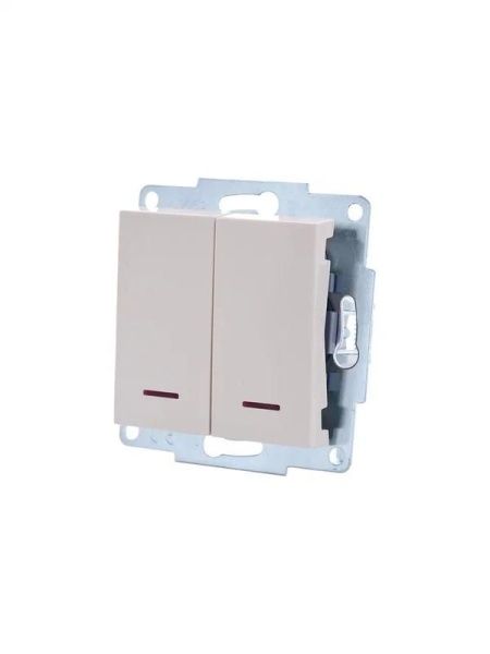 Выключатель 2-кл. 1п СП Vesna 10А IP20 с индикацией механизм крем. LEZARD 742-0388-112