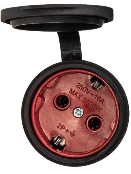 Розетка 16А IP44 прямая с заземл. каучук черн. КОСМОС RKsm-Z-IP(B)16A